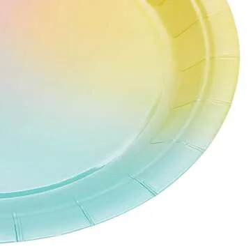 BLUE PANDA Rainbow Party Supplies, Pastel Paper Plates (9 in., 80 Pack)