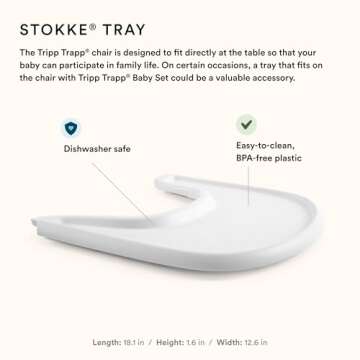 Stokke Tripp Trapp High Chair 2 (Natural), Cushion 2 (Nordic Grey) + Stokke Tray (White) - Includes Chair + Baby Set with Removable Harness for Children 6-36 Months