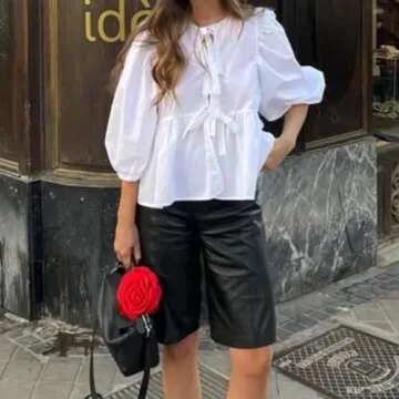 Chic Peplum Tie Front Tops for Women - Trendy and Comfortable