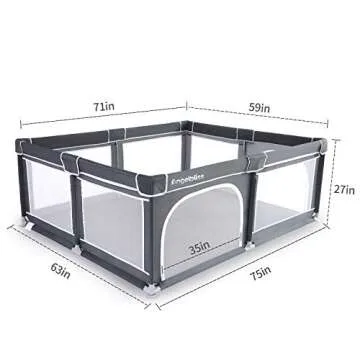 Baby Playpen, ANGELBLISS Extra Large Playpen for Babies and Toddlers, Sturdy Safety Huge Play Yard Play Pen with Gate, Giant Play Yard for Kids, Twins, Infants (Black)