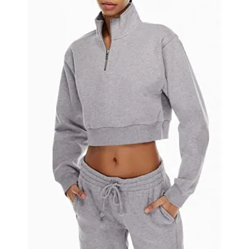SAFRISIOR Women’s 1/4 Zip Sweatshirt - Fashionable Cropped Pullover