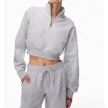 SAFRISIOR Women’s 1/4 Zip Sweatshirt - Fashionable Cropped Pullover