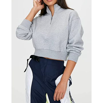 SAFRISIOR Women’s 1/4 Zip Sweatshirt - Fashionable Cropped Pullover