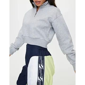 SAFRISIOR Women’s 1/4 Zip Sweatshirt - Fashionable Cropped Pullover