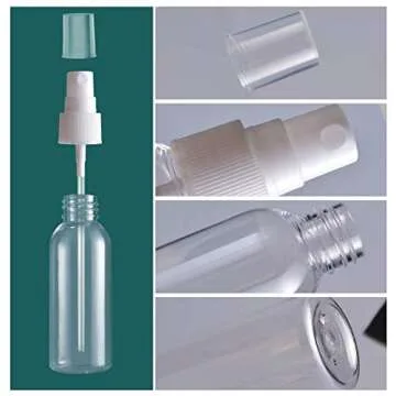 【Made in USA】 Clear 100ml(3.4oz) Refillable Sprayer Bottles Fine Mist Spray Bottle Container for Essential Oils, Travel, Perfumes, 12 Pcs