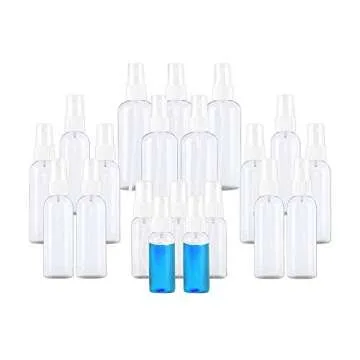 【Made in USA】 Clear 100ml(3.4oz) Refillable Sprayer Bottles Fine Mist Spray Bottle Container for Essential Oils, Travel, Perfumes, 12 Pcs
