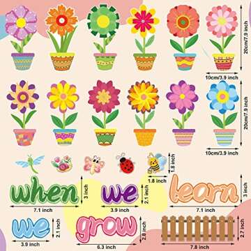 60 Pieces Flowers Bulletin Board Decor Spring Flowers Paper Cutouts Colorful Paper Flowers When We L...