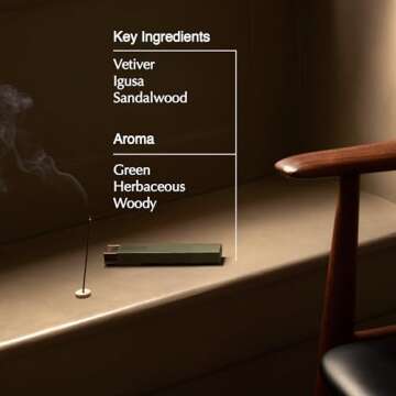 Aesop Kagerou Aromatique Incense | Earthy & Smoky Vetiver Scent | Includes Kanuma Pumice Holder | 30-Minute Burn Time | Green, Herbaceous, Woody Aroma | 33 Sticks