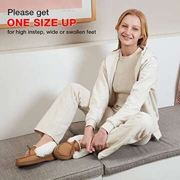 HomeIdeas Women's Faux Fur Lined Suede Moccasin Memory Foam House Slippers, Fuzzy Warm Indoor Outdoor Plush Bedroom Shoes (Size 8 B(M) US, Wine)