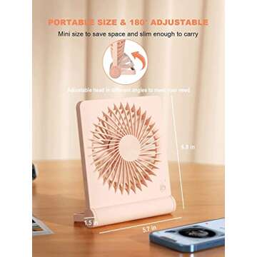 Tevelecin Rechargeable Portable Desk Fan with Quiet Operation