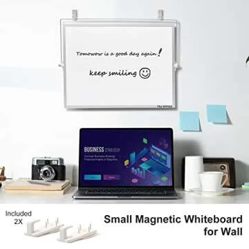 TSJ OFFICE Dry Erase White-Board - 16 X 12 Inches Double Sided Small Magnetic Whiteboard with Hooks ...
