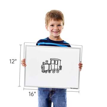 TSJ OFFICE Dry Erase White-Board - 16 X 12 Inches Double Sided Small Magnetic Whiteboard with Hooks for Wall, Portable Mini Desktop Whiteboard 360 Degrees Revolving Stand for Office, Home, School