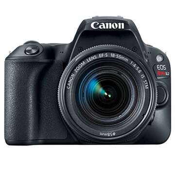 Canon EOS Rebel SL2 DSLR Camera + EF-S 18-55mm IS STM + EF 75-300mm III + 64GB Memory Card + Wide Angle & Telephoto + RS-60 Remote Switch + Slave Flash + Quality Tripod + Case & Backpack – Full Bundle