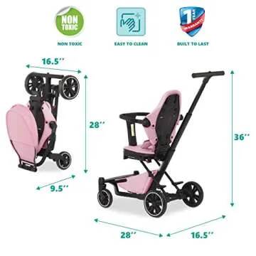 Dream On Me Drift Rider Baby Stroller with Canopy, Lightweight Umbrella Stroller with Compact Fold, Sturdy Design, 360 Degree Angle Rotation Travel Stroller, Pink