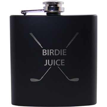 Birdie Juice 6oz Flask - Great Gift for A Golfer, Father's Day, Birthday, or Christmas Gift (Black)