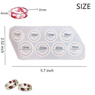 Silicone Ring Mold, 15mm/16mm/17mm /18mm/19mm/20mm/21mm/22mm Ring Jewelry Casting Mold, Large Ring M...