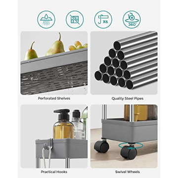 SONGMICS Slim Storage Cart - 4-Tier Utility on Wheels