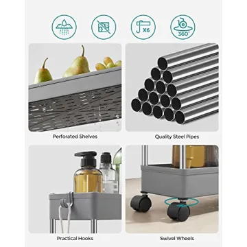 SONGMICS Slim Storage Cart - 4-Tier Utility on Wheels