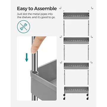 SONGMICS Slim Storage Cart - 4-Tier Utility on Wheels
