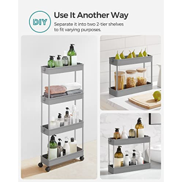 SONGMICS Slim Storage Cart - 4-Tier Utility on Wheels