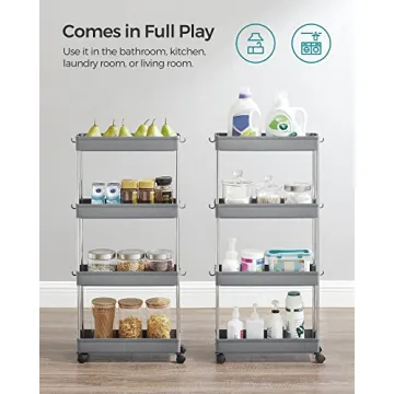 SONGMICS Slim Storage Cart - 4-Tier Utility on Wheels