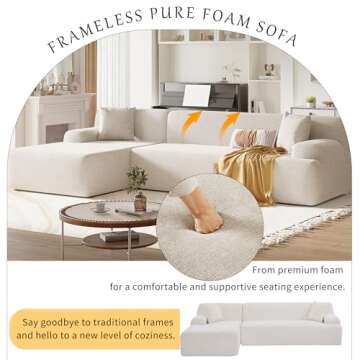 VnndeNest 107'' Modular Sectional Couch - Comfy Chenille