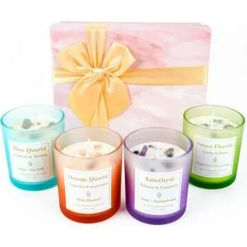 Healing Crystal Scented Candles - Set of 4 Relaxation Gifts