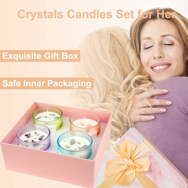 Healing Crystal Scented Candles - Set of 4 Relaxation Gifts