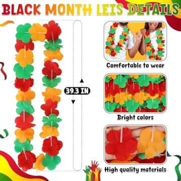 Vibrant 24PCS Juneteenth Leis - Perfect for Celebrations and Parties