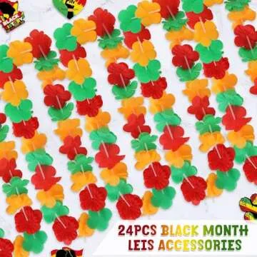 24PCS Black History Month Party Leis Assorted Colors