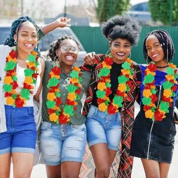 24PCS Black History Month Party Leis Assorted Colors