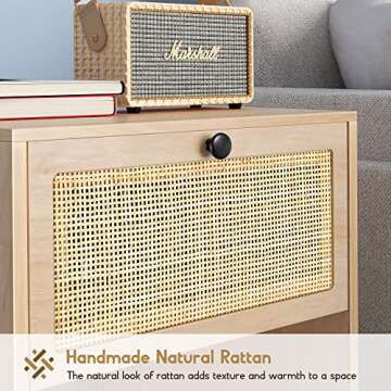 XIAO WEI Rattan Nightstands Set - Stylish Storage Solution