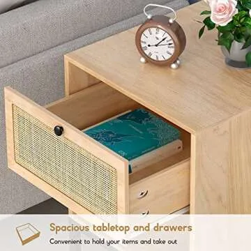 XIAO WEI Rattan Nightstands Set - Stylish Storage Solution