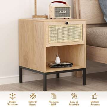 XIAO WEI Rattan Nightstands Set - Stylish Storage Solution