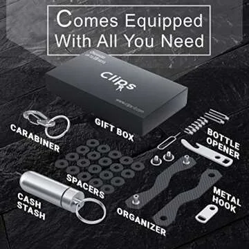 Smart Compact Key Organizer Keychain - Made of Carbon Fiber & Stainless Steel- Pocket key Chain Organizer Up to 28 Keys- Lightweight, Strong Includes Bottle Opener, Carabiner & More