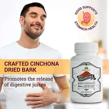 HERBALICIOUS Quinine Capsules - Cinchona Officinalis Bark Herbal Supplement for Muscle, Cramp Defense and Overall Digestive Health - All-Natural Quinine Sulfate Pills, 500mg per Capsule, 160 Tablets