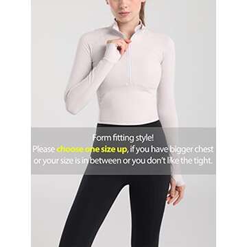 Vsaiddt Women's Athletic Half Zip Sweatshirt Lightweight Quick Dry Workout Yoga Running Crop Tops （A-Ivory-XS）