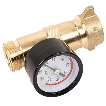 Hourleey Brass RV Water Pressure Regulator, Hi-Flow RV Water Regulator with Filter Screen and Gauge ...