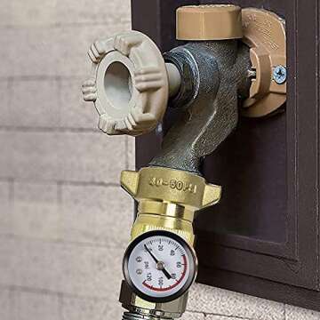 Hourleey Brass RV Water Pressure Regulator, Hi-Flow RV Water Regulator with Filter Screen and Gauge for Campers, Travel Trailers, RV Plumbing System