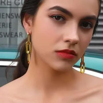 Elegant 18K Gold Plated Paperclip Chain Earrings for Women