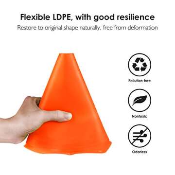 Durable Plastic Sport Training Cones Set of 12 in Orange