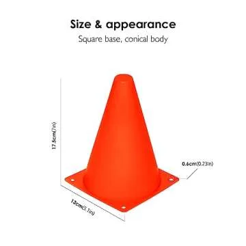 Durable Plastic Sport Training Cones Set of 12 in Orange