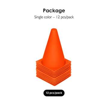 Durable Plastic Sport Training Cones Set of 12 in Orange