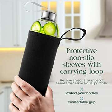 Eco-Friendly Kitchen Lux 18oz Glass Water Bottles - 4 Pack