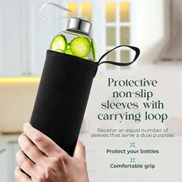 Eco-Friendly Kitchen Lux 18oz Glass Water Bottles - 4 Pack