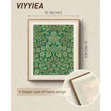 VIYYIEA Framed Wall Art for Living Room, Green Canvas Prints, Vintage Home Decor, Pattern Painting P...