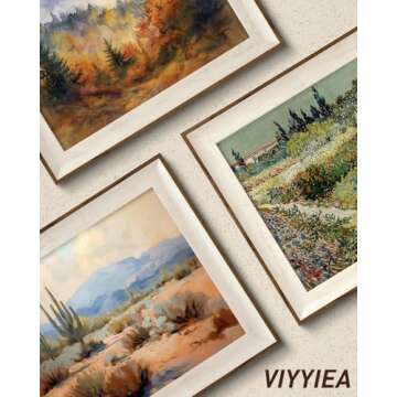 VIYYIEA Framed Wall Art for Living Room, Green Canvas Prints, Vintage Home Decor, Pattern Painting Picture, Bathroom Wall Decor Gifts for Friends or Family -【Mirror Flowers III】-(12L x 10W)