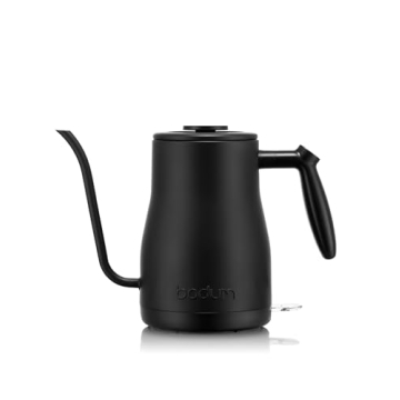 Bodum 34oz Bistro Gooseneck Electric Water Kettle for Pour Over Coffee & Tea in Stainless Steel, Mat...