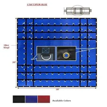 Mytee Products 20' x 18' Flatbed Trailer Steel Tarp with 6 FT Drop - Heavy Duty Blue 18 Oz Vinyl Wat...