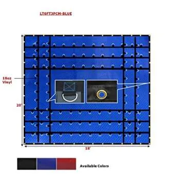 Mytee Products 20' x 18' Flatbed Trailer Steel Tarp with 6 FT Drop - Heavy Duty Blue 18 Oz Vinyl Waterproof Tarp for Truck/Trailers to Protect Cargo from Wind, Rain, Snow and Sun